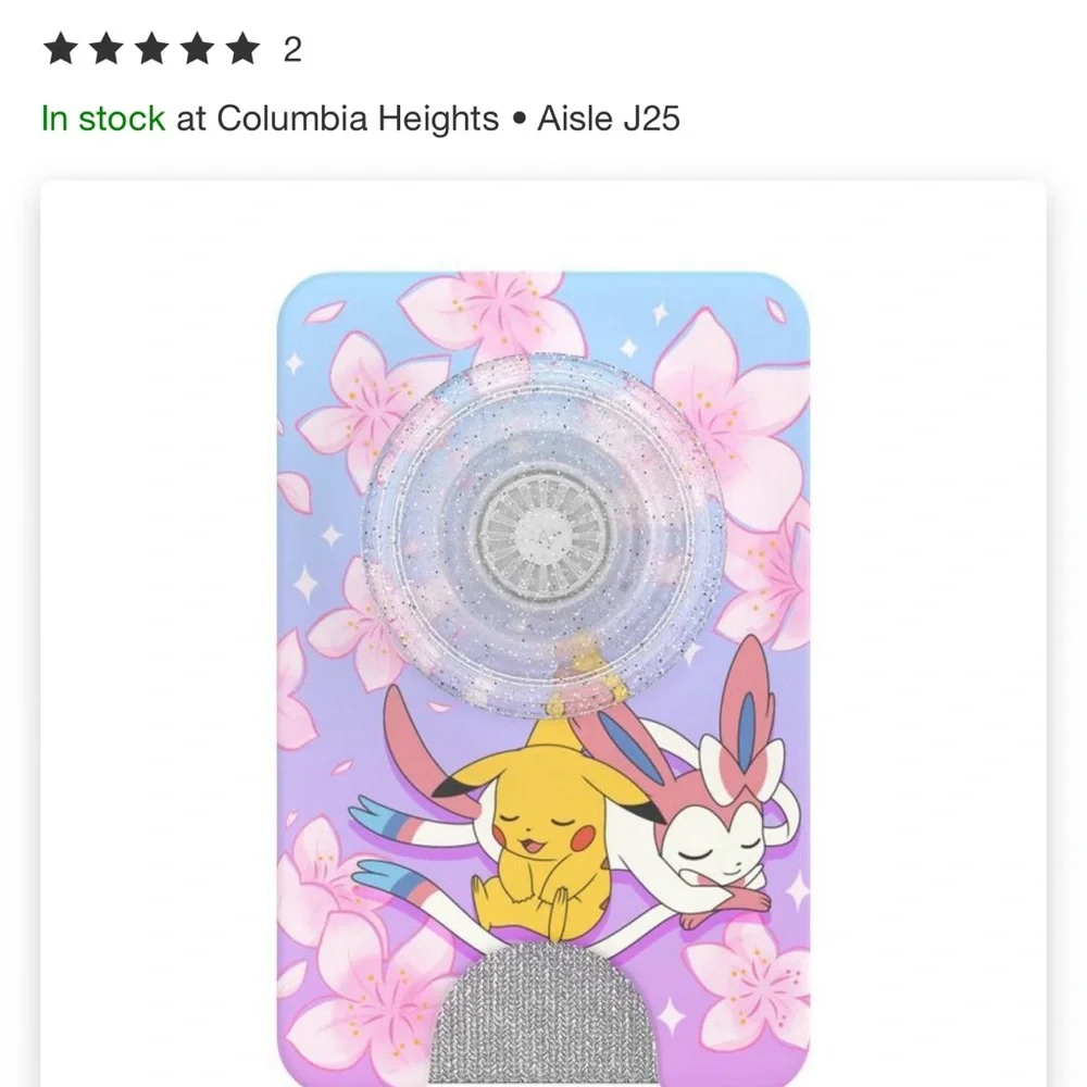 Popsocket with Pikachu and Sylveon Design - Purple and White